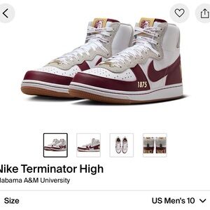 Nike Terminator High Maroon and White Sneakers Alabama a and m university